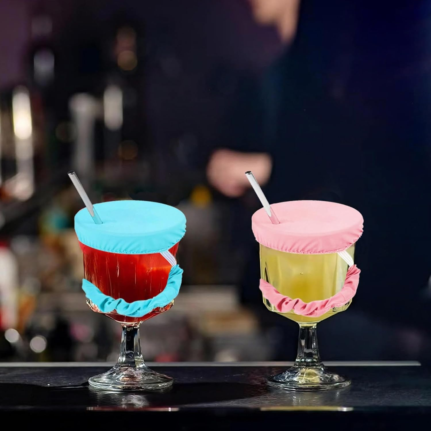 Pack of 3 Scrunchie Hair Bands, Drink Cover, Anti-Drug Glass Protection, Anti-Spill for Parties and Festivals, Safe, Prevents Mixing of Unidentified Drinks image number 4