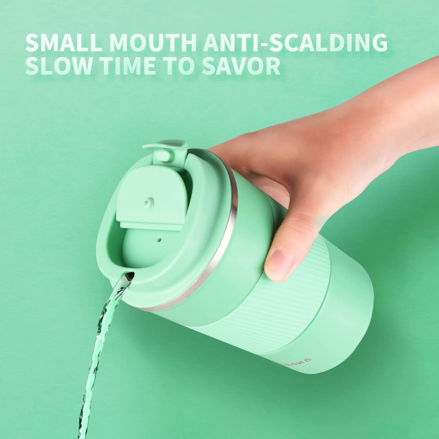 Hot Cold Travel Mug 13Oz Stainless Steel Insulated Tumbler Cup with Flip Lid Blue - Black image number 3