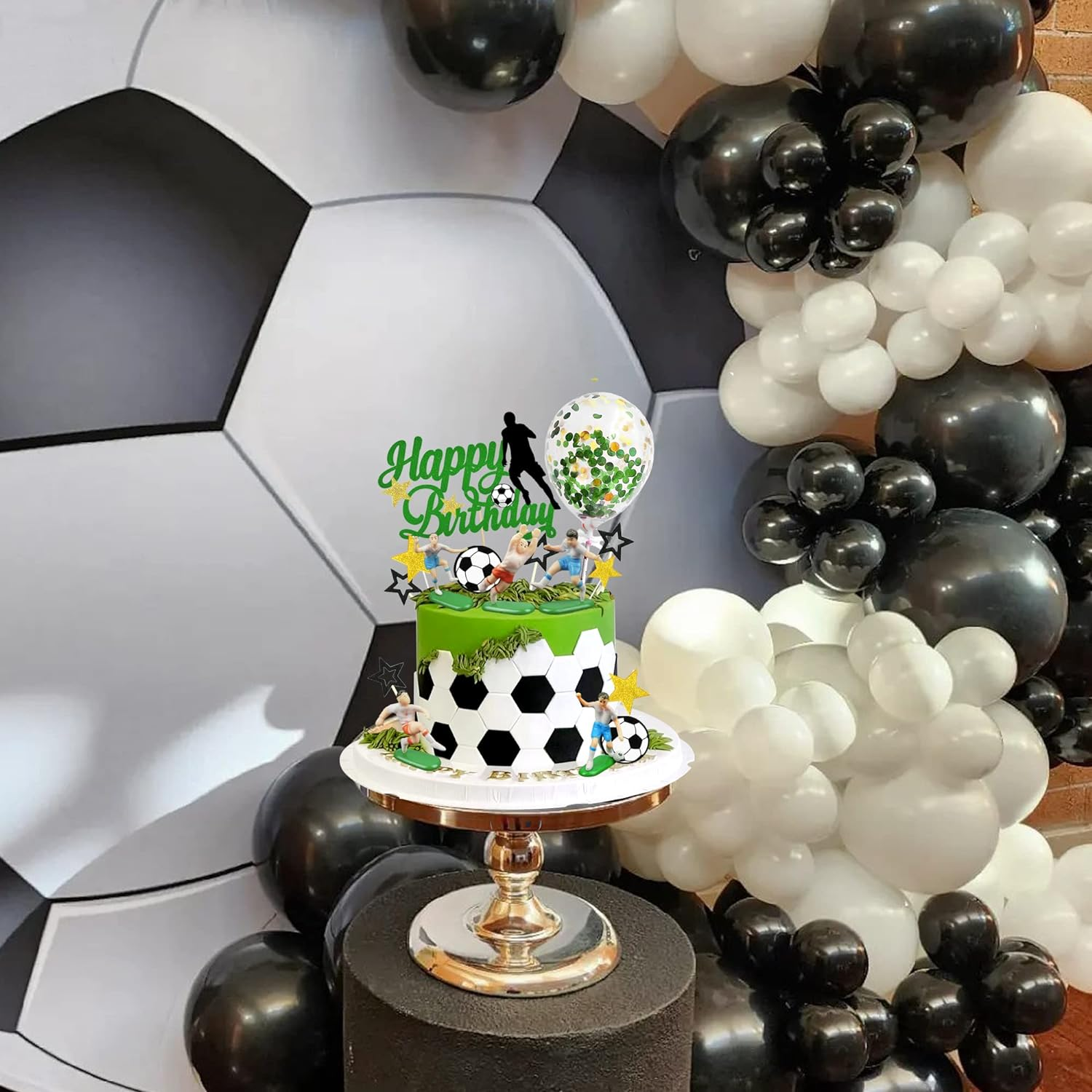 Soccer Cake Topper Soccer Ball Player Cake Decorations for Men Boy Soccer Birthday Party Sport Party Supplies (Multicolour) image number 6