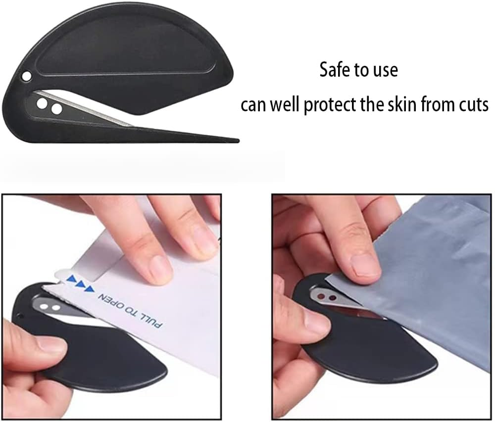 2Pcs Pure Black Letter Opener, Envelope Cutter, Paper Cutter (Black)