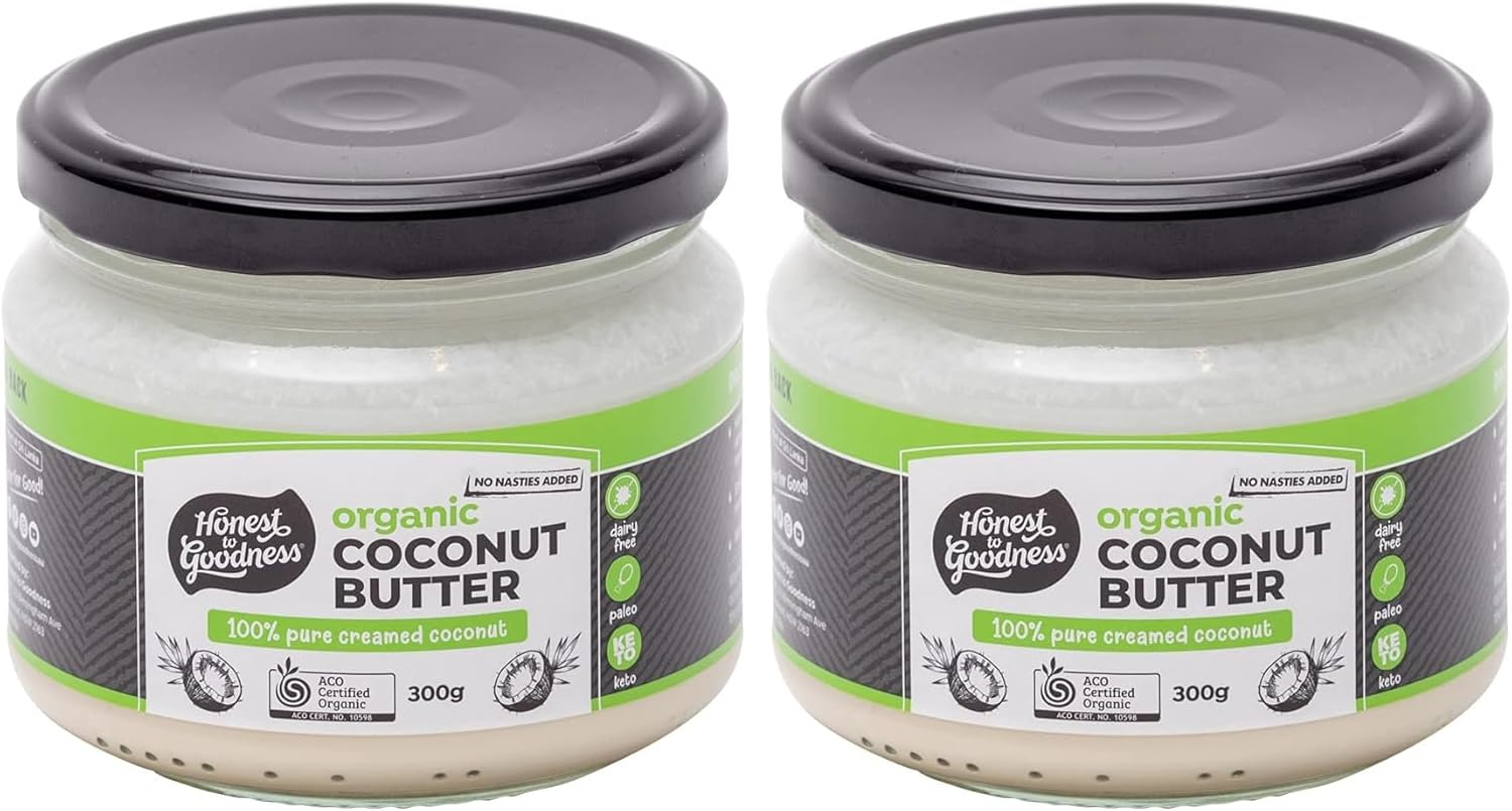 Honest to Goodness, Organic Coconut Butter, 300 Grams - a Nutritious, Melt-In-Our-Mouth Spread Made from 100% Certified Organic Coconut Flesh. Staple for Paleo, Keto and Vegan Diets. image number 1