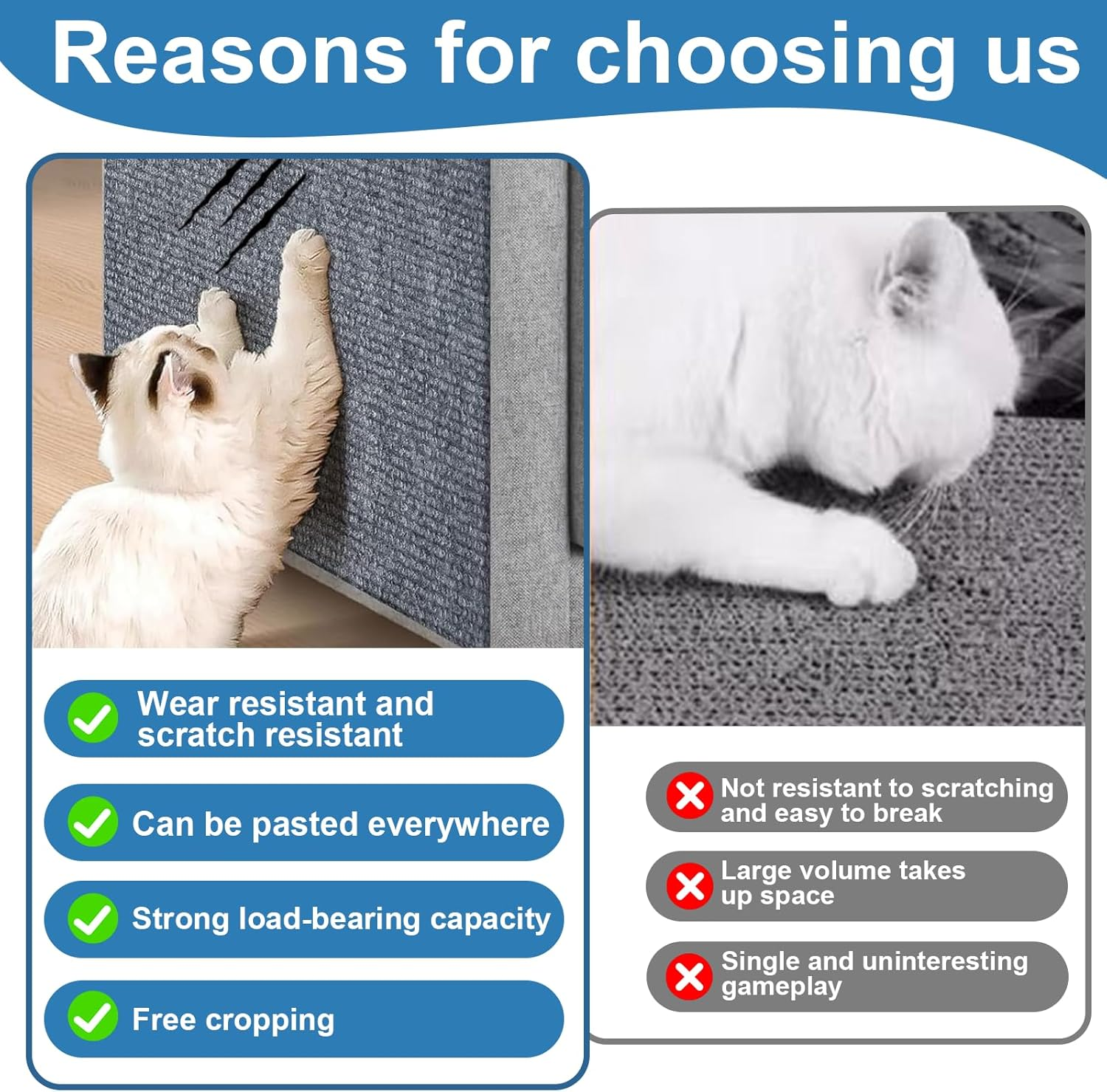 Self-Adhesive Cat Scratching Mat, DIY Cut to Size Scratching Mat for Wall, Scratching Boards for Cat Wall, Pad Cat Scratching Boards to Protect Carpets, Sofa and Furniture image number 3