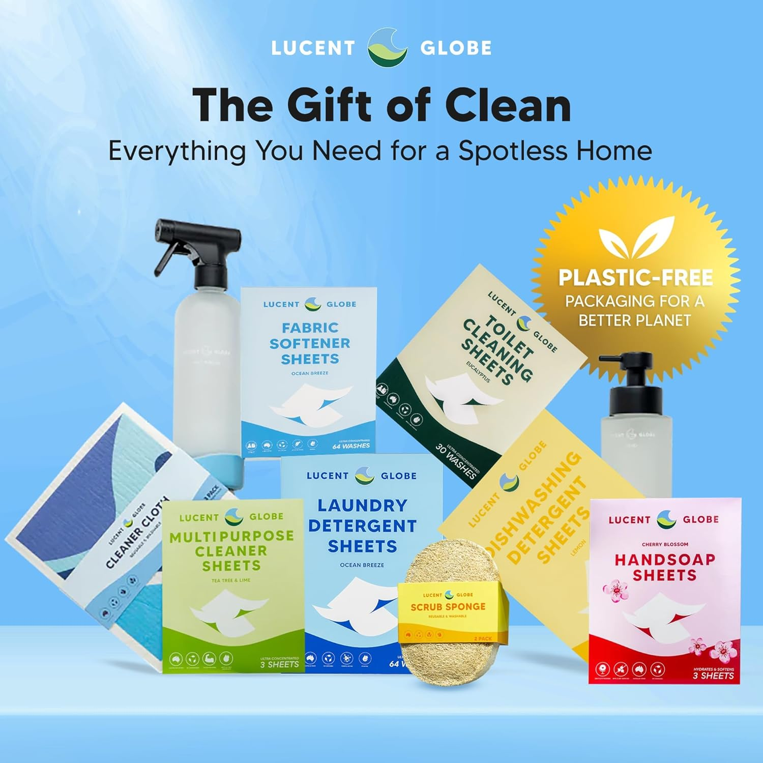 Lucent Globe Sensitive Fragrance Free Laundry Detergent Sheets, 64 Washes, Plant-Based, Biodegradable, Plastic Free Packaging 64 Count image number 2