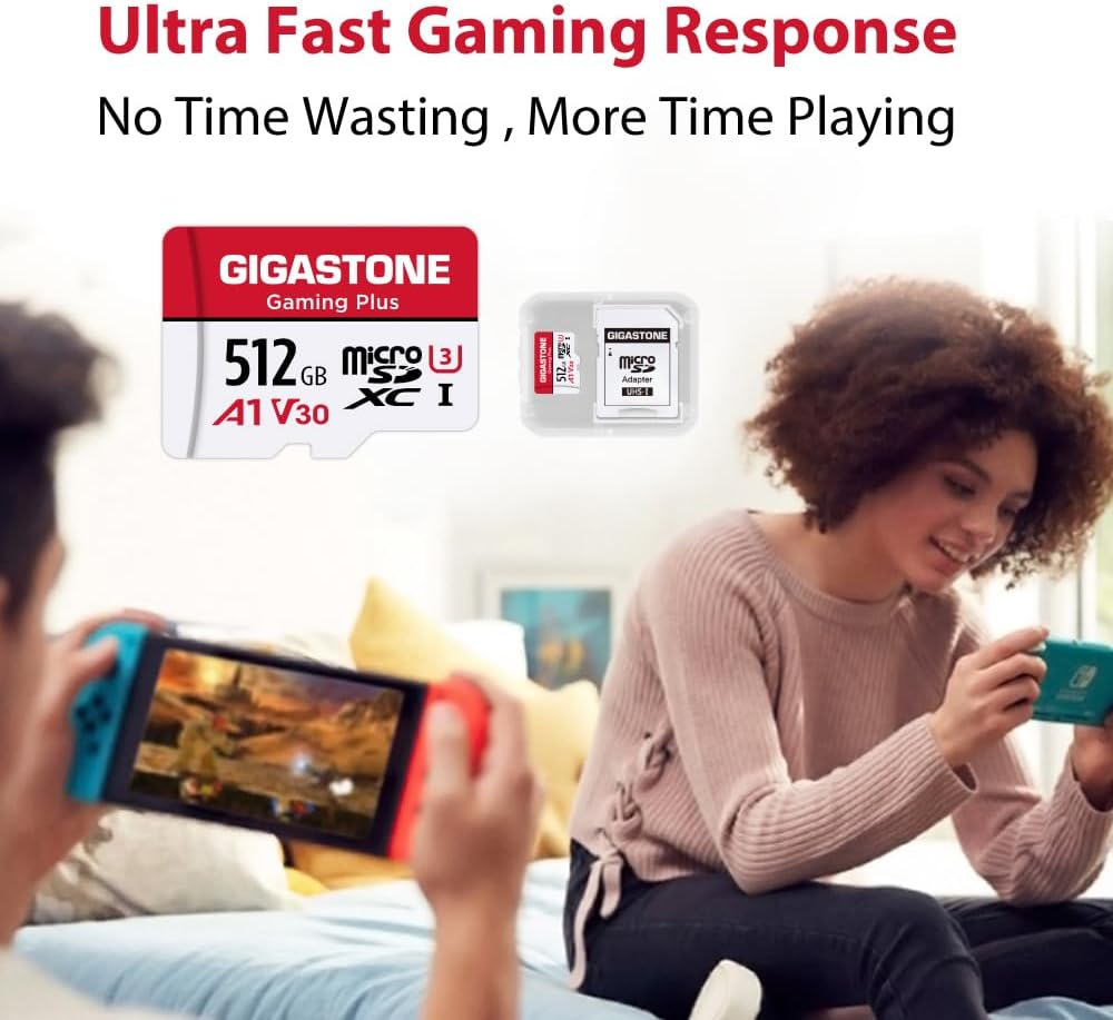 Gigastone 512GB Micro SD Card, Gaming Plus, Microsdxc Memory Card for Nintendo-Switch 1 Compatible, 100Mb/S, 4K Gaming, High Speed, UHS-I A1 U3 V30 Class 10 - 32Gb Camera Plus 5-Pack, Camera Plus 32Gb image number 7