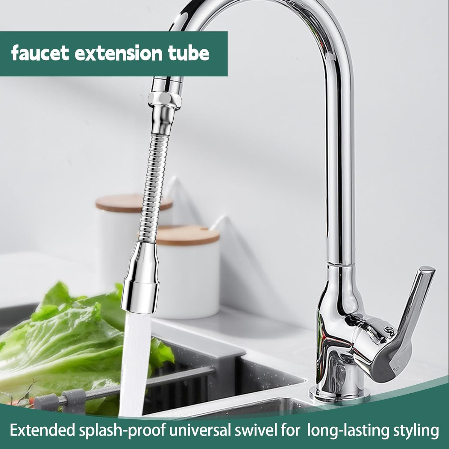 Kitchen Tap Extension, Pack of 2, 360&deg; Swivelling Multifunctional Faucet Extender Tap 14 Cm Tap Extension for Kitchen, Sink, Bathtub image number 2