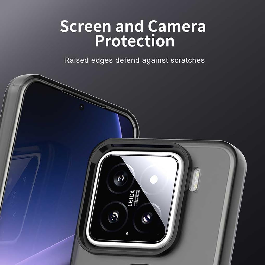 SEAHAI Case for Xiaomi 15 5G with Magnetic Adsorption Function, Ultra Thin Matte Translucent Hard PC Silicone TPU Bumper Protective Case Shockproof Mobile Phone Case, Black - Black image number 2