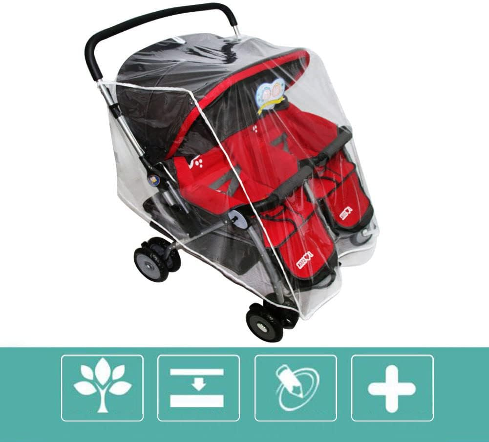Double Stroller Rain Cover | Waterproof PVC Weather Shield - Universal Infant Travel System Rain Cover, Double Stroller Cover for Rain and Wind Xianers image number 3