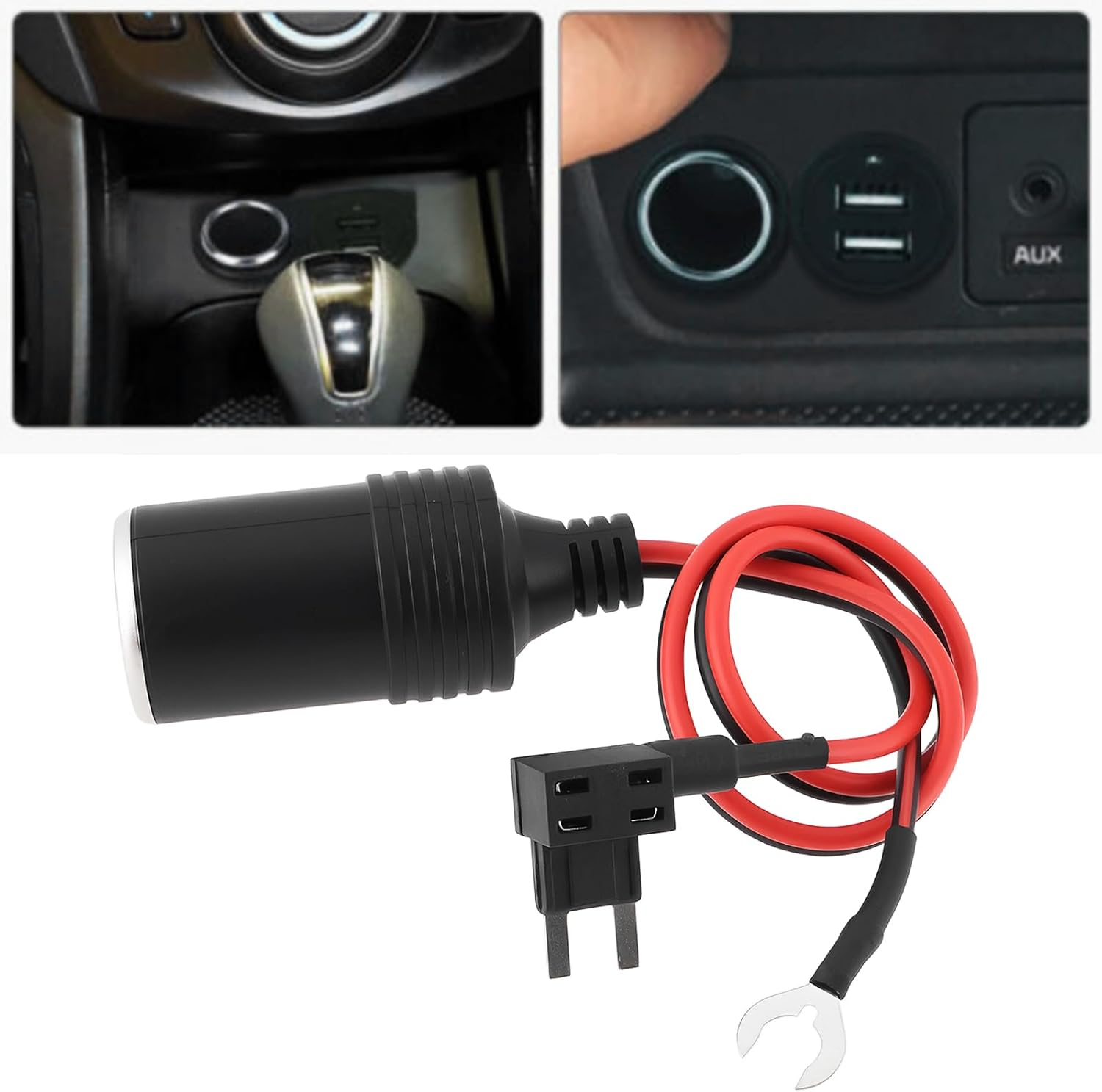 2Pcs 12V Car Cigarette Lighter to Small Fuse Battery Adapter Plug image number 2