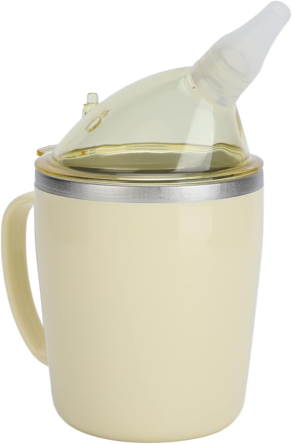 Convalescent Feeding Cup, 350Ml 304 Stainless Steel Adaptive Drinking Cup with Straw, Leakproof Lightweight Bed Sippy Cup Drinking Aids for the Elderly Patient Disabled