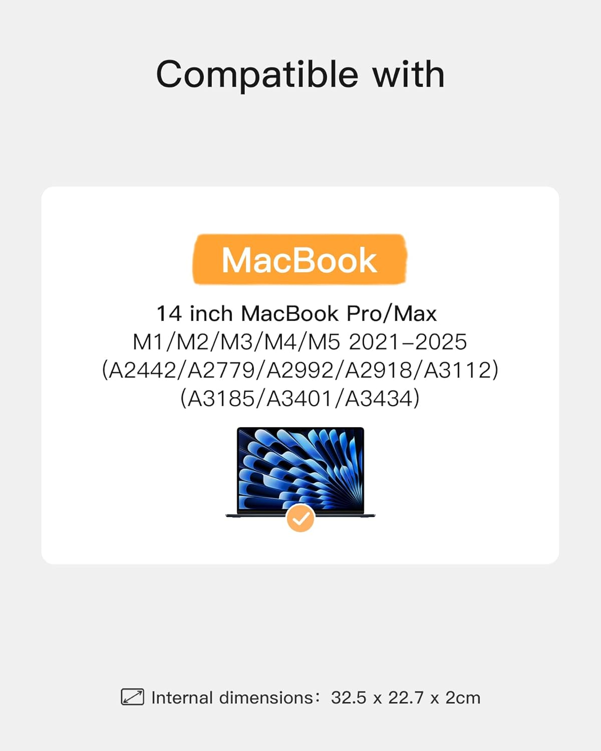 Inateck 360&deg; Protection 13.3" Laptop Bag Sleeve Case Compatible with 14.2 Macbook M3/M2/M1 Pro/Max A2992/A2918/A2779/A2442 2023-2021, 13 Macbook Air 2012-2017, 13 Macbook Pro 2012-2015 - Black Grey image number 5