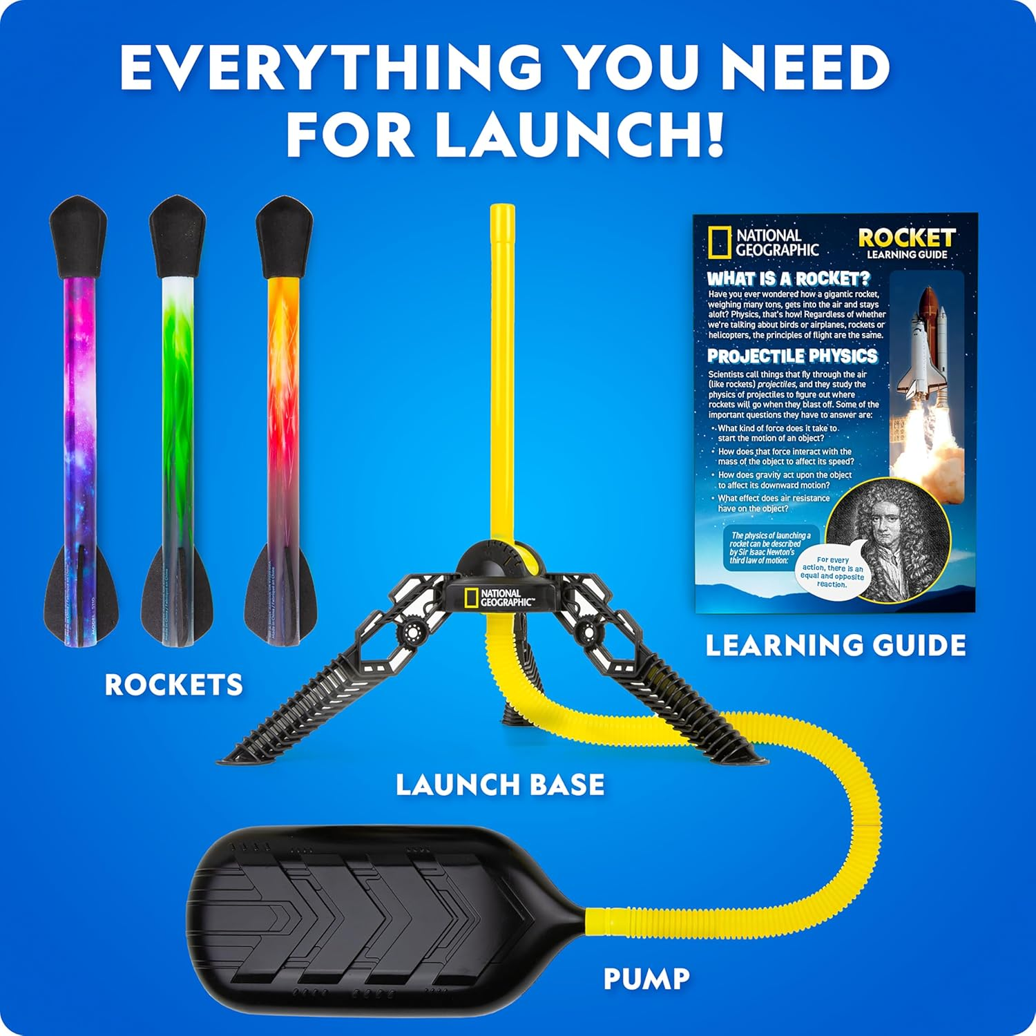 National Geographic Air Rocket Toy &ndash; LED Rocket Launcher for Kids, Jump & Launch Air Powered Foam Rockets up to 30.5 Meters, Kids Outdoor Activities image number 4