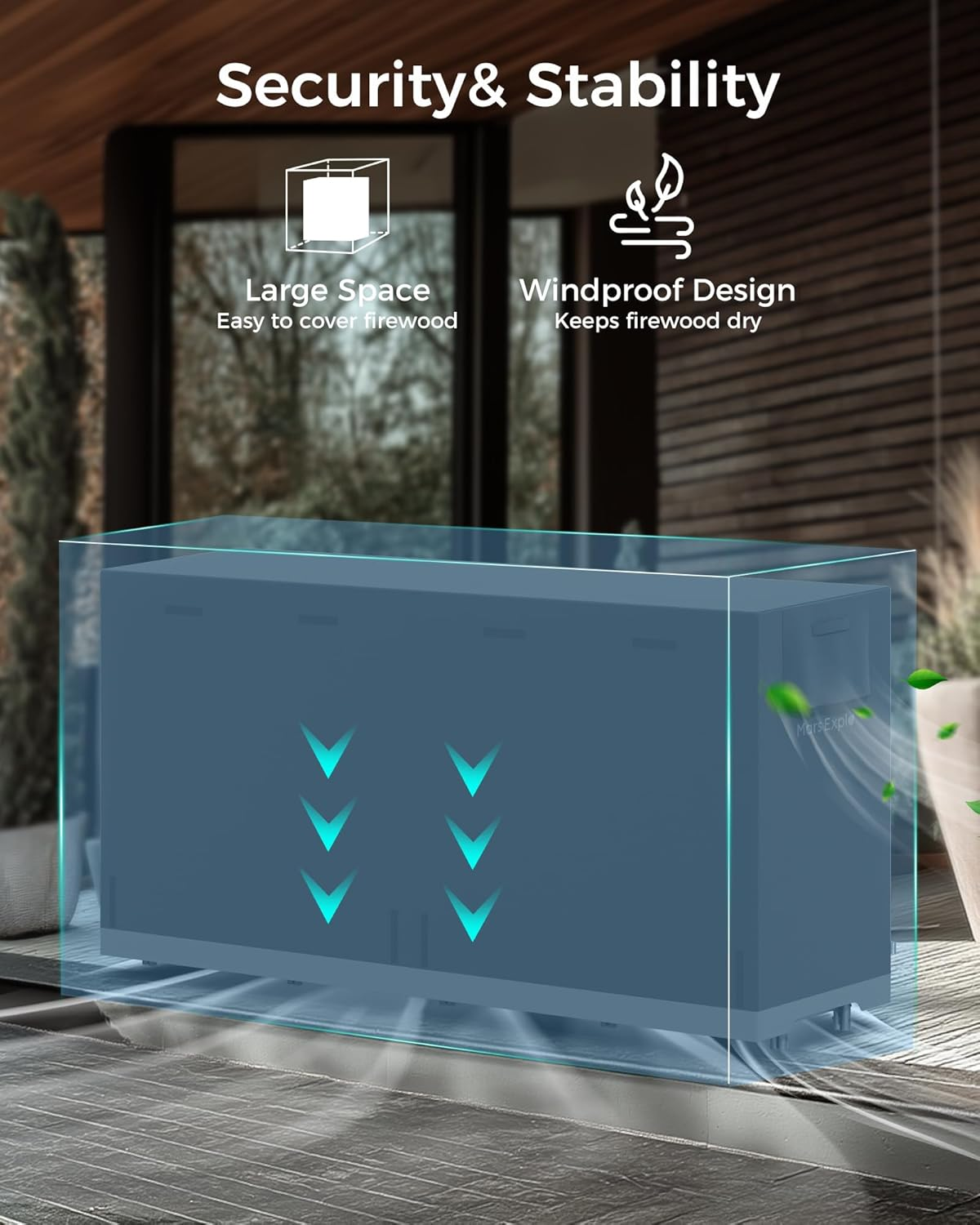 8Ft Firewood Rack Outdoor with Cover, Heavy Duty Wood Racks Outdoor for Firewood, Indoor Firewood Storage Log Rack with Cover Wood Holder Set Black image number 5