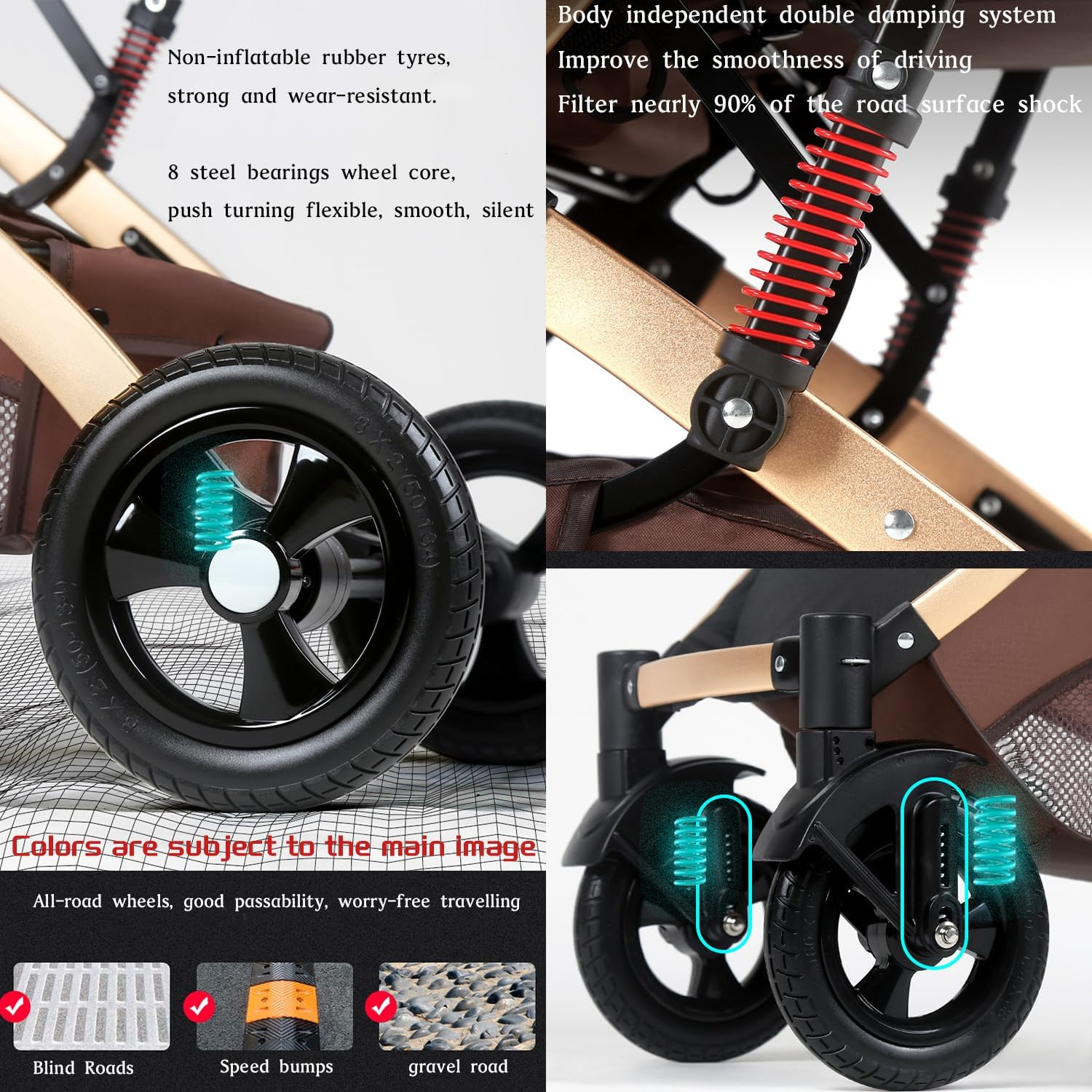 3 in 1 Baby Stroller & Bassinet Pram &ndash; Convertible Newborn Carriage with Reversible Seat, Adjustable Recline, Anti-Shock Wheels, 5-Point Harness, Large Storage Basket, Ideal Baby Pram for Infant & Toddler (Black) image number 2