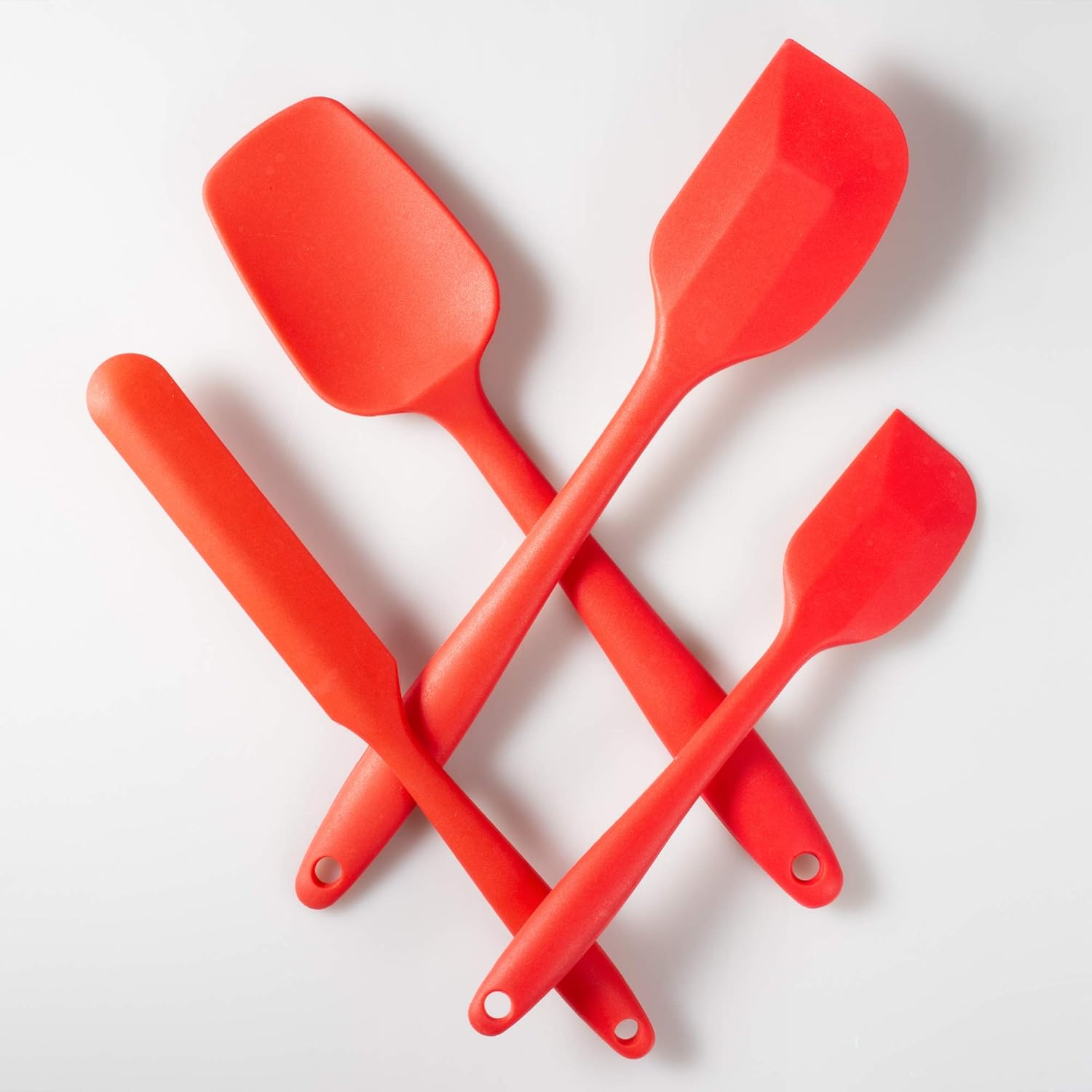 Non-Stick 4-Piece Silicone Spatula Set, High Heat-Resistant Good Grips Rubber Spatulas with Stainless Steel Core, Red image number 3