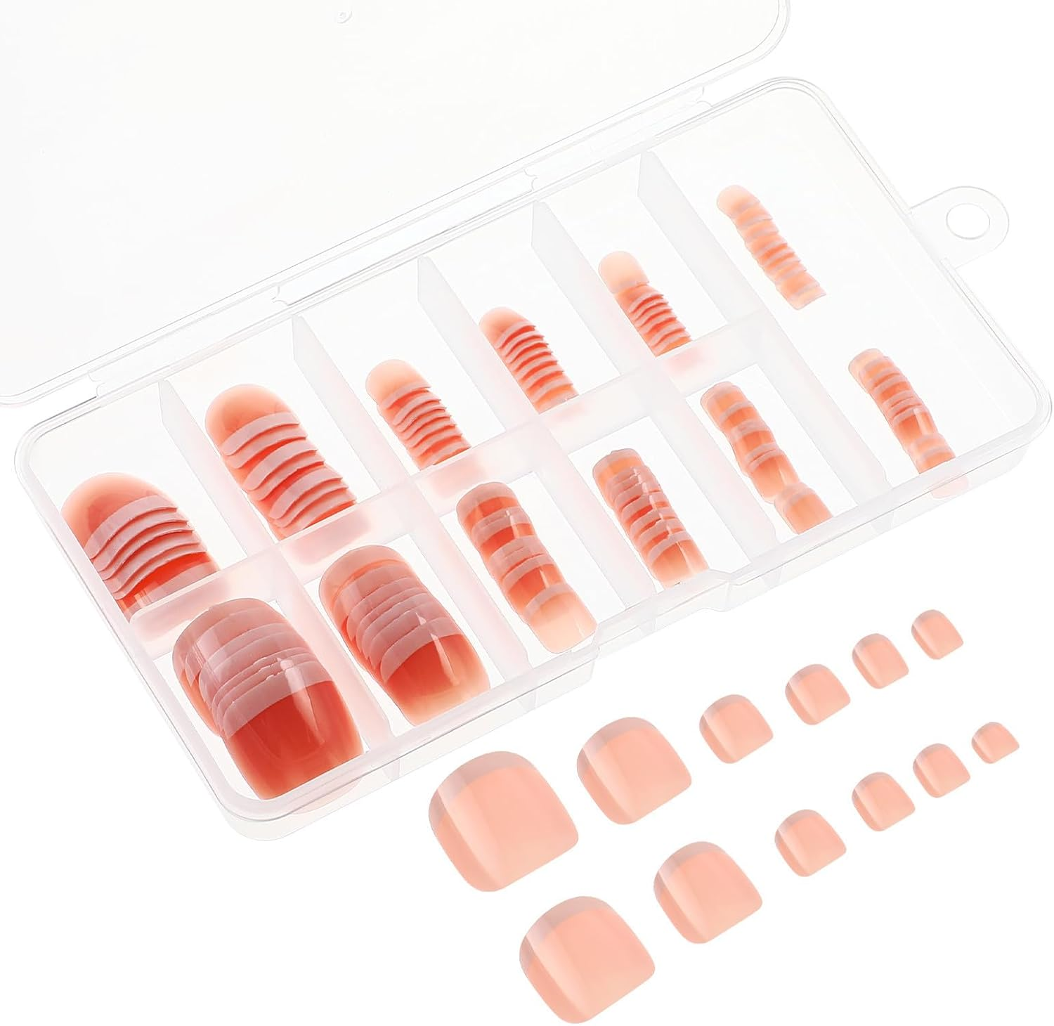 SHINYPASING 120 Pcs Square False Toenail Tips Press-On Fake Toenails for Women Short Toe Nails Nail Extension Set with Storage Box for DIY image number 1