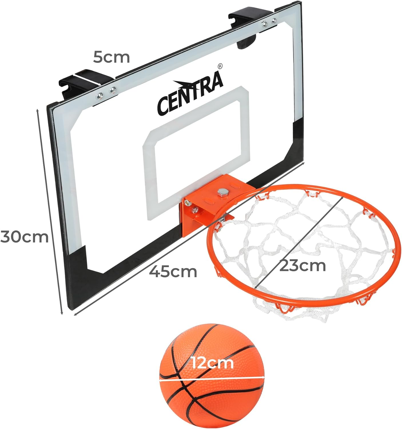 Centra Mini Basketball Hoop for Teens and Adults Indoor Hang Backboard Play Games Home and Office Door & Wall Mounted,Over the Door Basketball Hoop for Ages 8+ image number 6