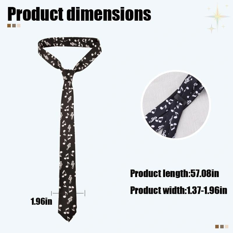 Mens Necktie Music Note Tie Novelty Bussiness Neckties Wedding Ties Fathers Day Birthday Gifts for Husband Father Musician Music Lovers Gift image number 3