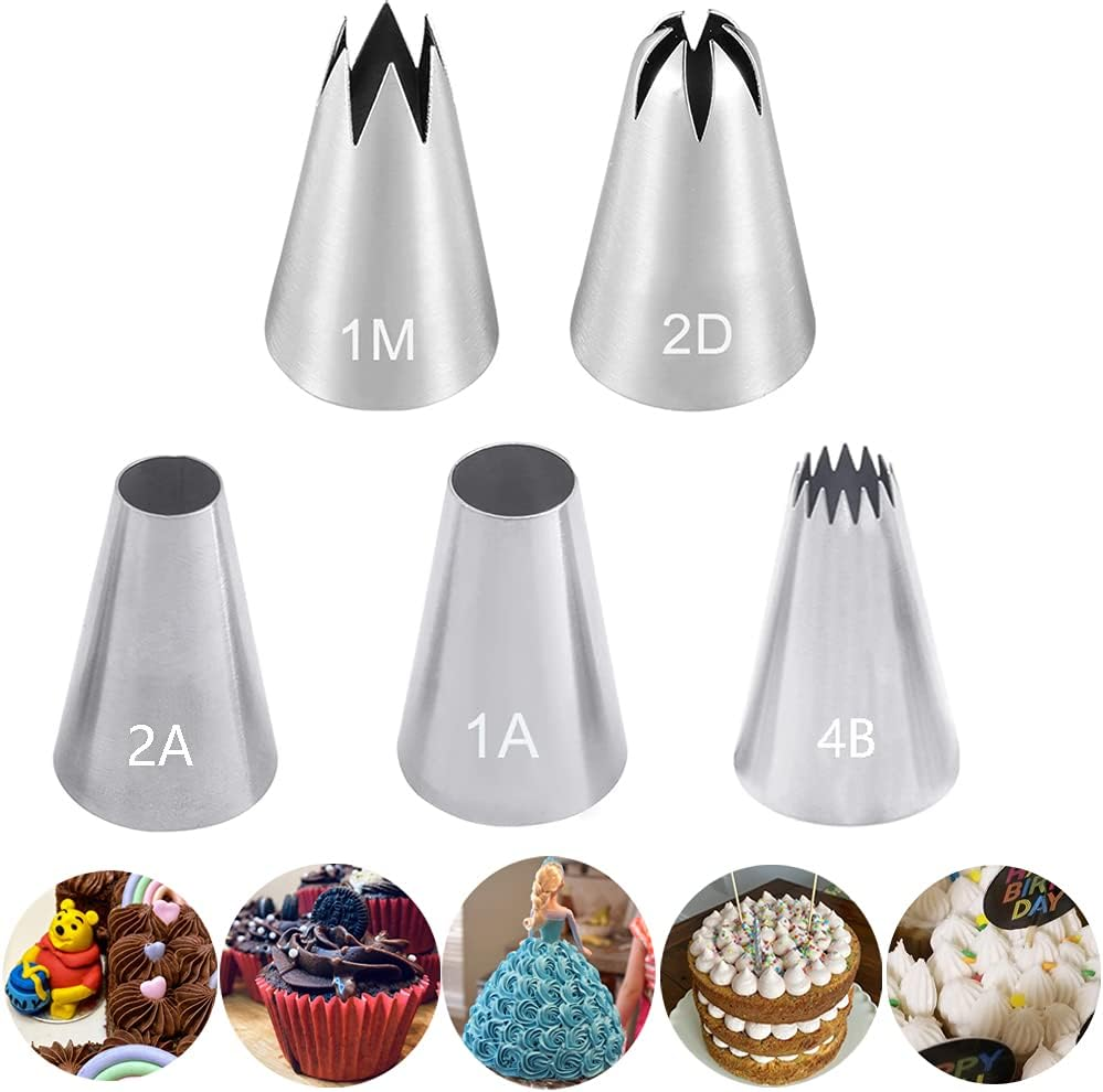 Royal Icing Piping Nozzle for Writing,Pastry Nozzle round for Cookie Cake Cupcake Decorating,5 Pcs