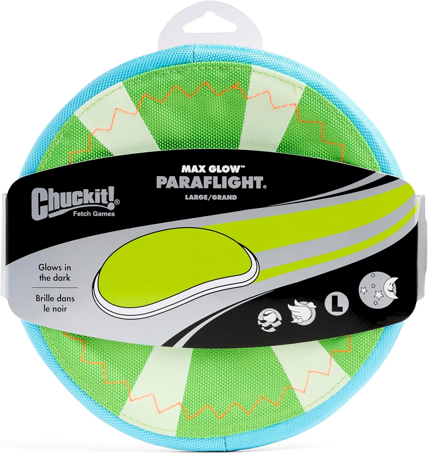 Chuckit! Paraflight Flyer Dog Frisbee for Long Distance Fetch Green/Blue, Large - Green/Max Glow image number 3