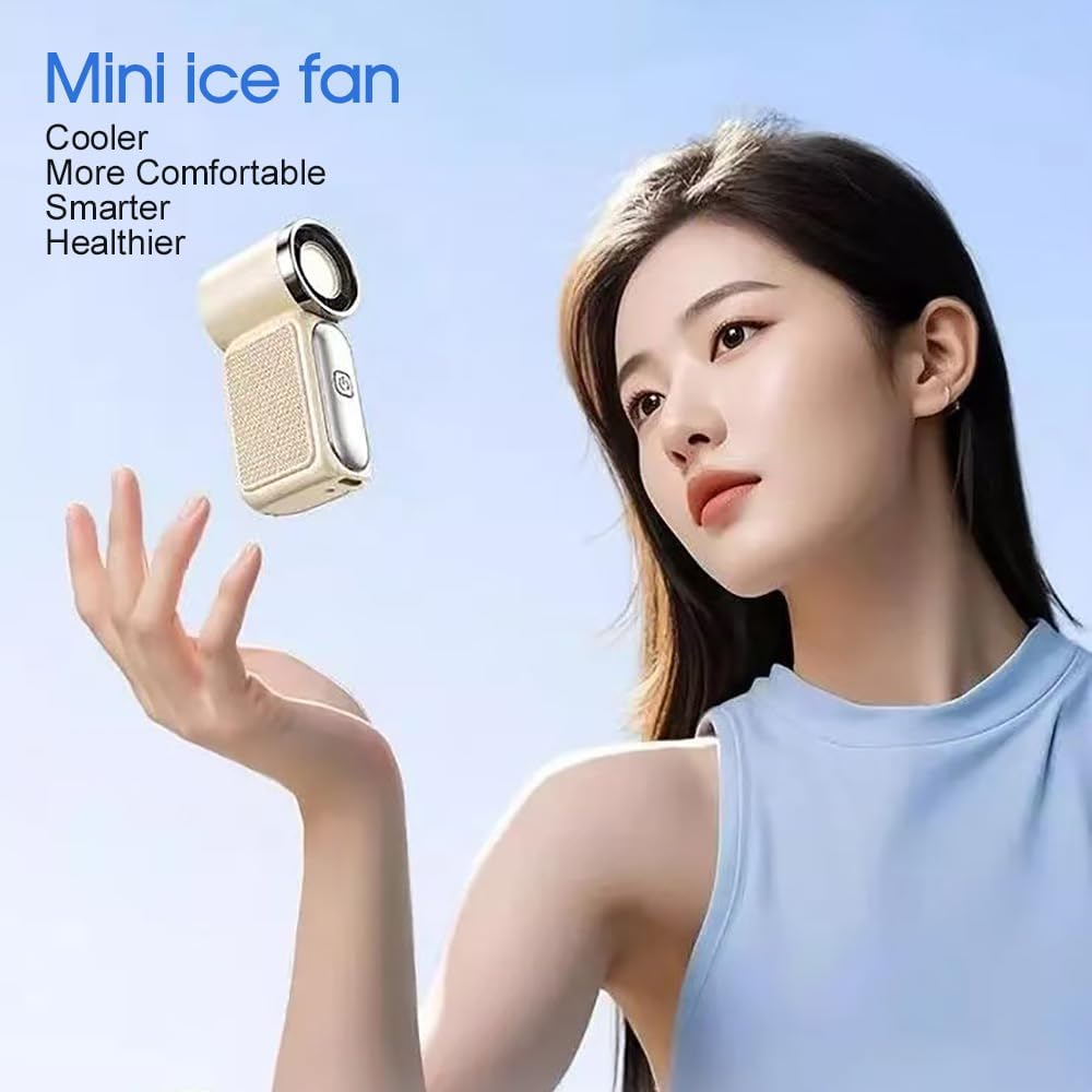 LEDON 3000Mah Portable Mini Ice Cooling Fan with LED Display &ndash; Handheld Turbo Fan with ICE Refrigeration, 360&deg; Strong Airflow, USB-C Fast Recharge, Ultra-Light Pocket Air Conditioner image number 5