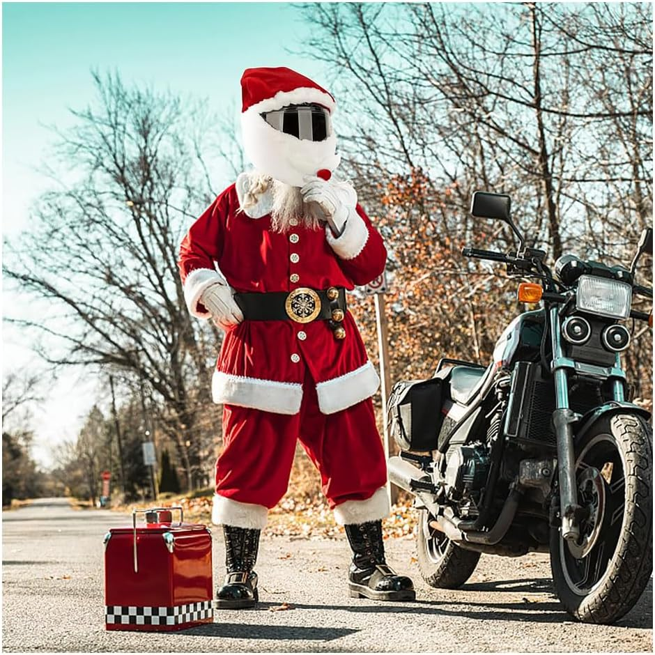 Christmas Helmet Cover for Motorcycle Helmet, Santa Claus Xmas Motorcycle Helmet Cover Funny Riding Gear Gifts image number 1