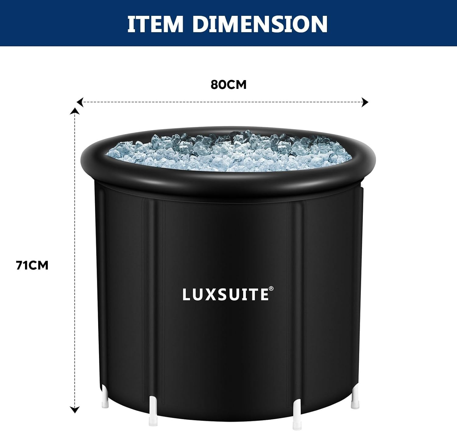 Portable Ice Bath Tub Inflatable Hot Bathtub SPA Massage Athletes Cold Water Therapy Adult Soaking Folding Outdoor Plunge Large Black 80X71Cm, 300L image number 2