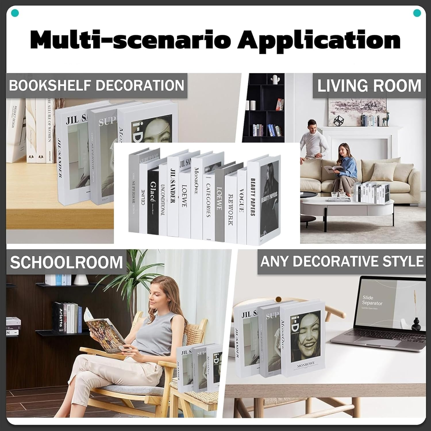 12 PCS Modern Simulated Books,Decorative Fake Books for Rooms,Coffee Table Stacked Book Ornament,Photo Model,Bookshelf Living Room Decorative Items Entrance Decoration Ornament image number 2