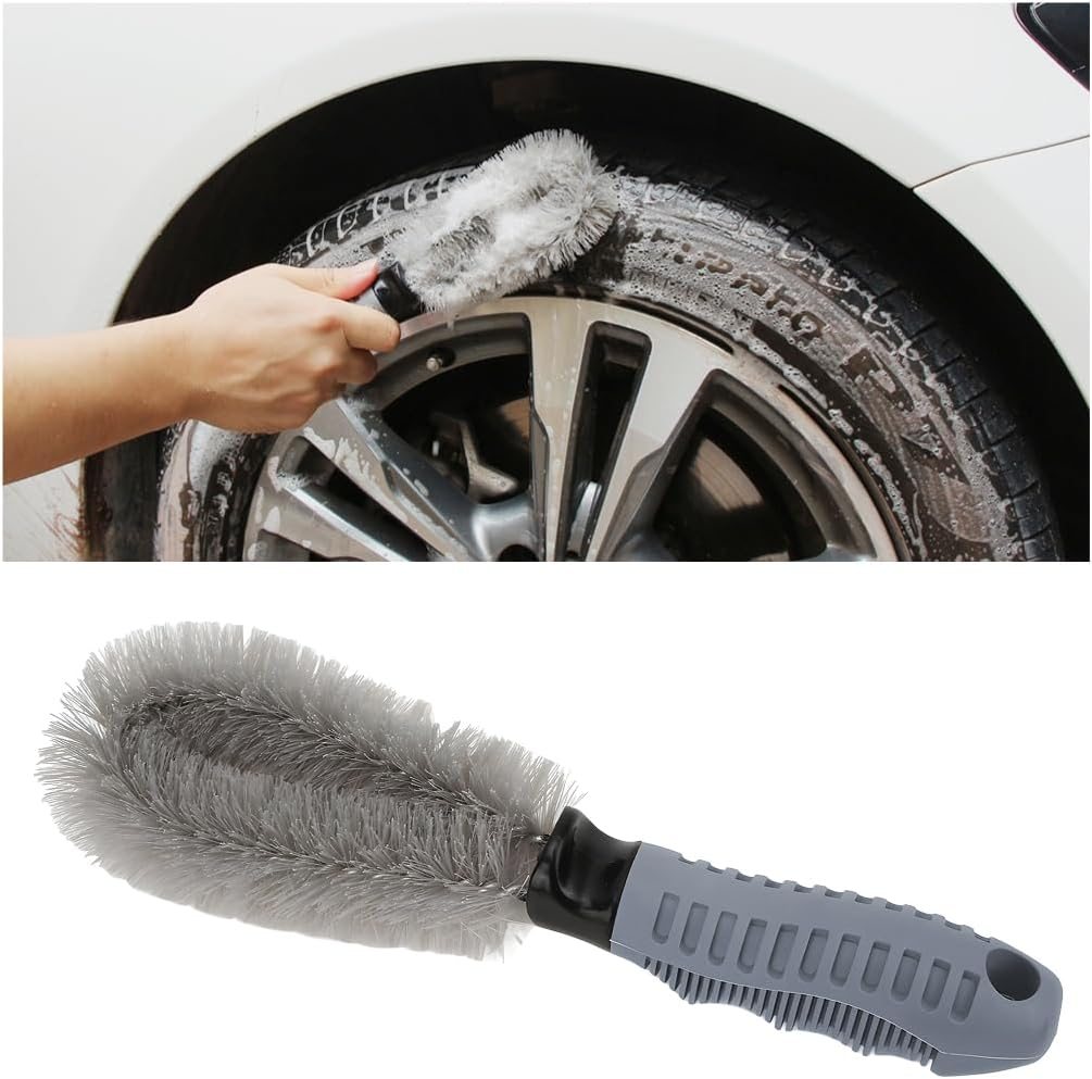 JNNJ Car Tyre Brush, Wheel Cleaner Brush, Cleaning & Car Care of Rim Rim Brush, Rim Cleaner, Rims Tyre Wash Brush Tool for Motorcycle (Straight) image number 4