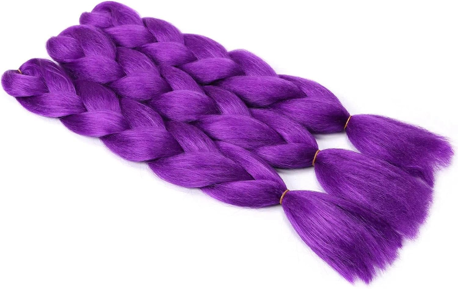 24 Inches Dark Purple Braiding Hair Extensions 3 Bundles, Heat Resistant Synthetic Fiber for Box Braids and Crochet Weaving (3 Bundles/Pack) - Damail image number 6