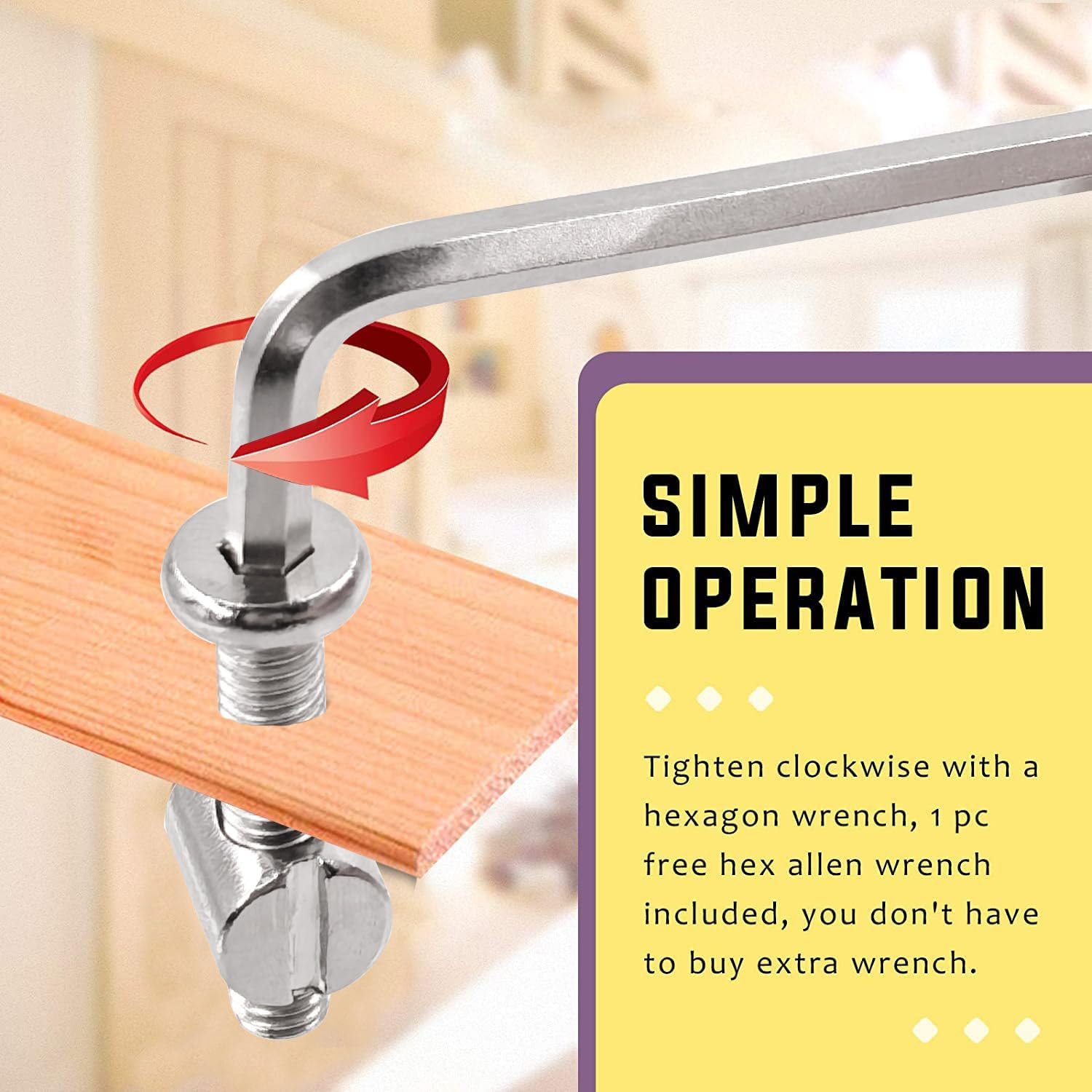 Swpeet 85Pcs M6 20/30/40/50/60/70/80Mm Nickel Plated Screws Kit, Hex Socket Head Cap Crib Baby Bed Bolt and Barrel Nuts with 1Pc Allen Wrench Perfect for Furniture, Cots, Hardware Crib Screws