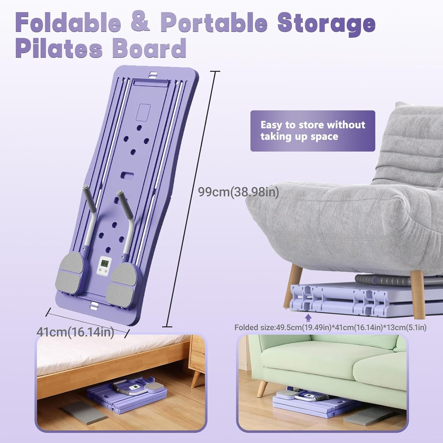 Pilates Board - Pilates Reformer Set, Multi-Purpose Foldable Pilates Reformer Board for Home, 5 in 1 Pilates Sliding Board image number 1