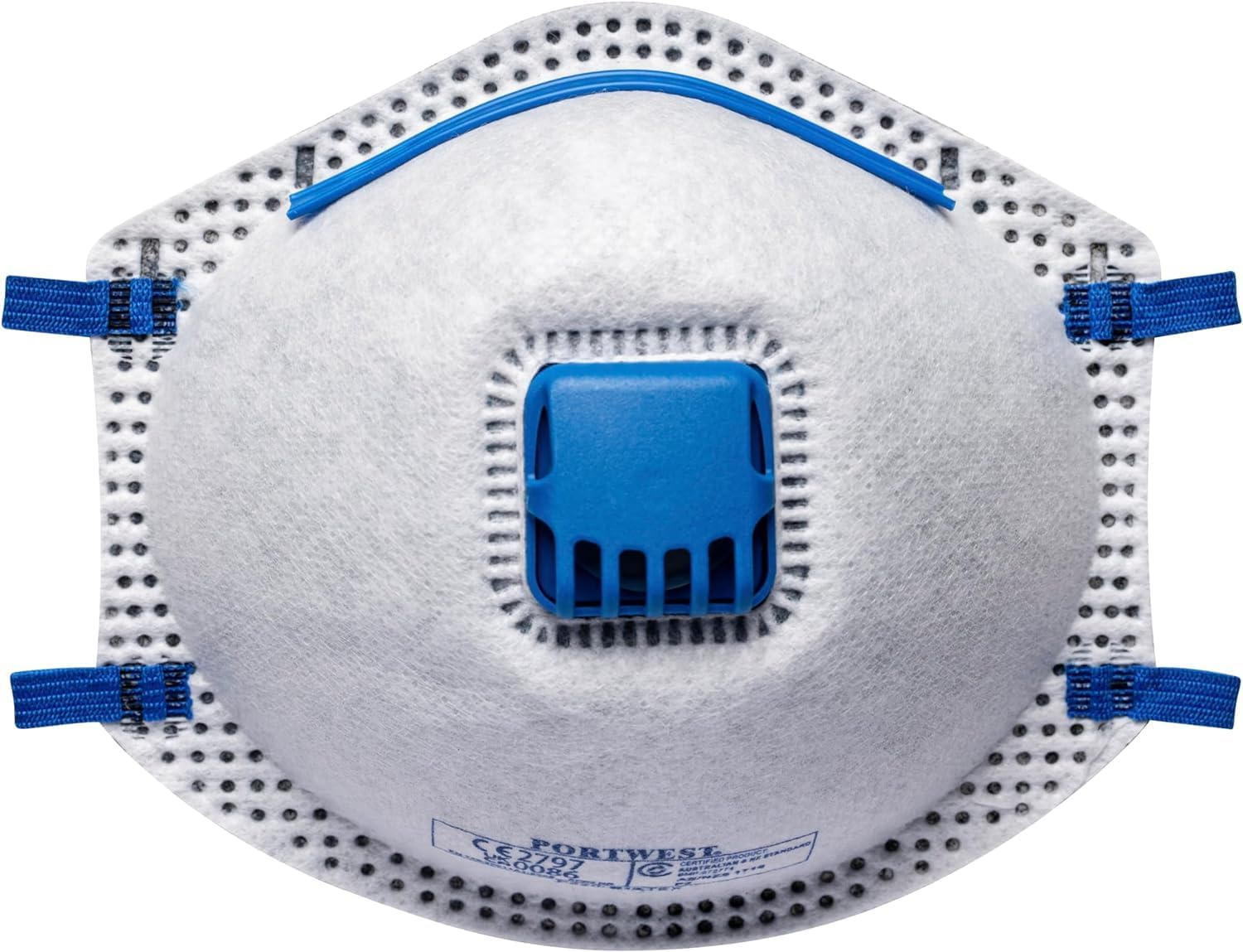 Portwest P220 Disposable FFP2 Carbon Valved Respirator Face Mask (Pack of 10) White image number 2