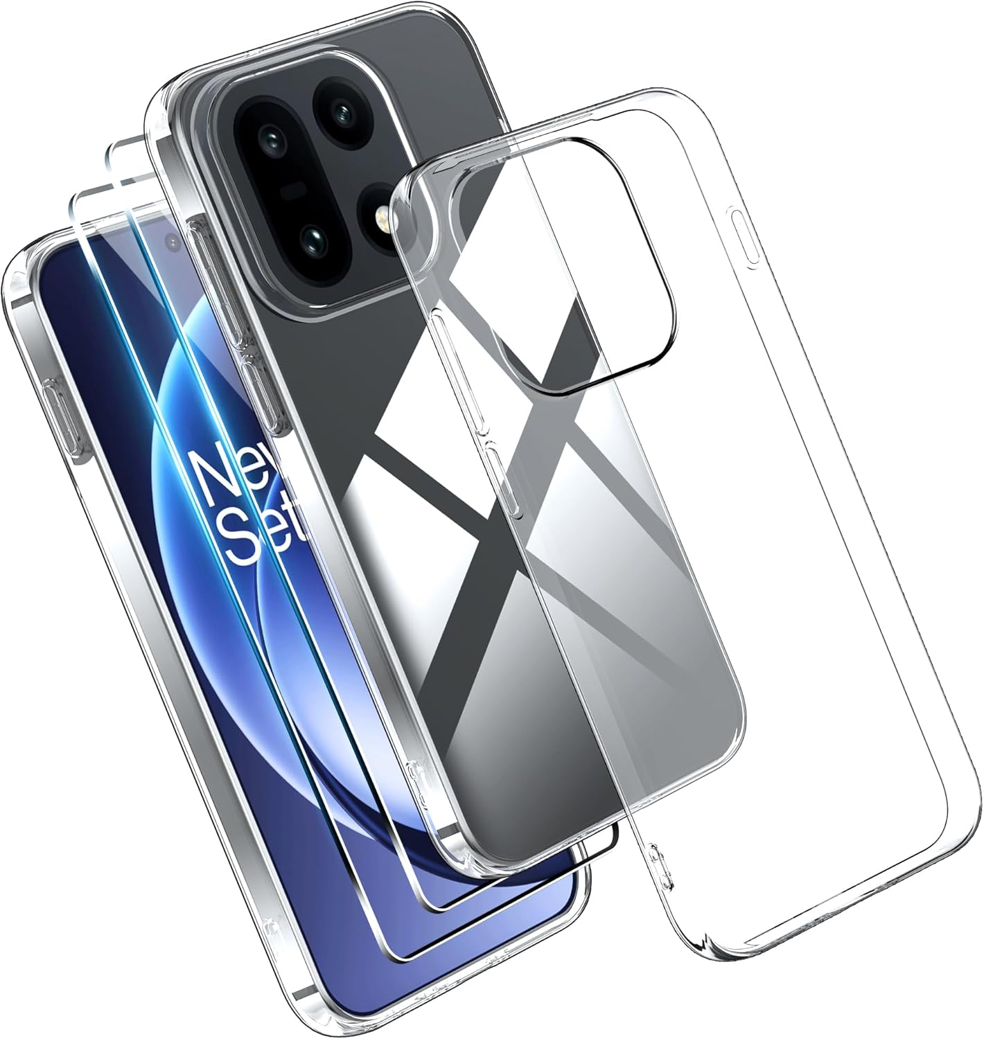 Effcotuo Case for Xiaomi 15T 5G Cover with 2 Pieces Screen Protector for Tempered Glass Screen Protector Transparent Mobile Phone Case Transparent Silicone TPU Protective Case