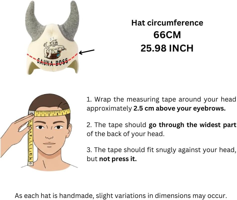 SAUNA GURU Sauna Boss Horns Hat, 100% Organic Wool Felt Sauna Cap, Banya Hat Sauna Hair Protector, Sauna Accessories Embroidered Hat, Sauna Accessory, Sauna Gifts for Men and Women, Russian Sauna Hat image number 5