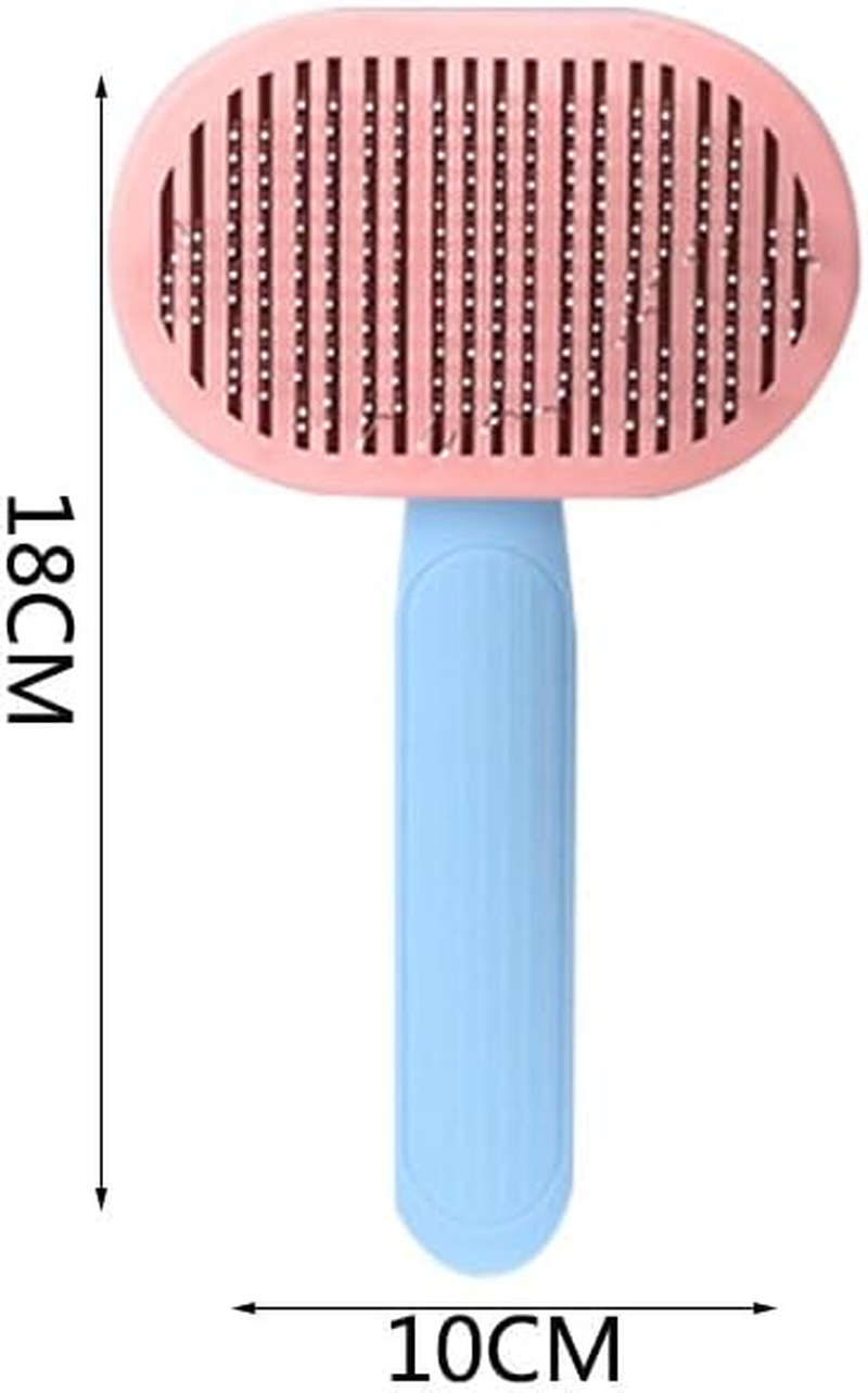 Cat Brush for Shedding and Grooming,Self-Cleaning Slicker Brush with Release Button,Suitable for Long or Short Haired Cats and Dogs (Blue and Pink)