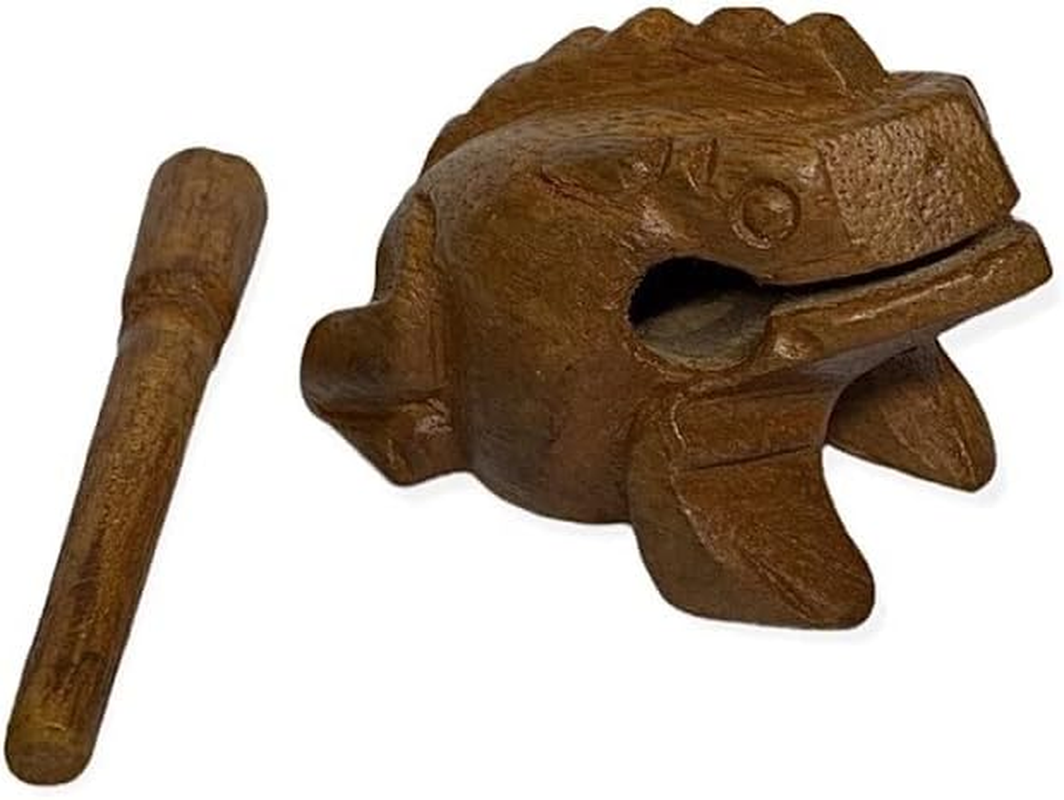 Percussion Instruments Wooden Frog 3 Piece Set - 4 Inch, 3 Inch, 2.75 Inch Musical Instrument (Black/Green/Brown) - Brown image number 5