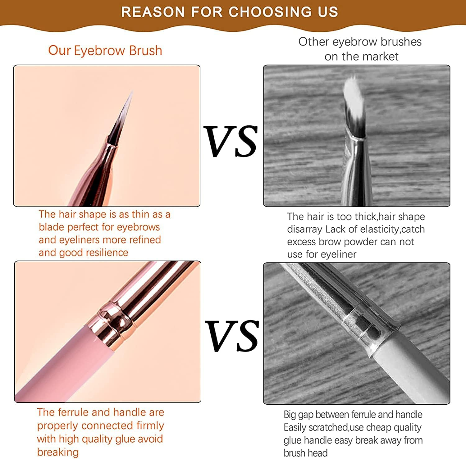 Duo Eyebrow Brush, Spoolie Brush and Angled Brow Brush Eyelash Brush for Eye Makeup. (5Pcs, Pink)