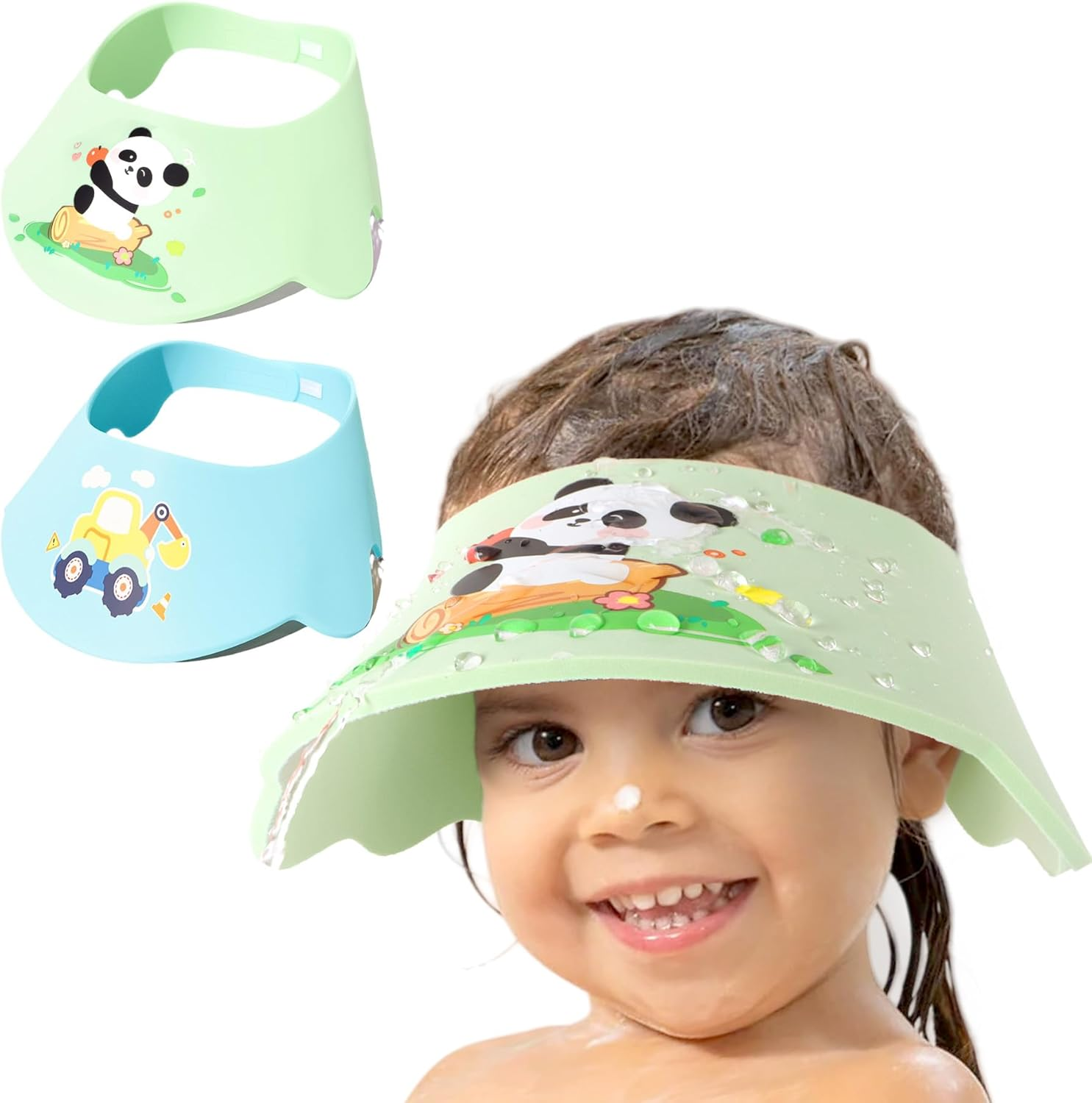 LADES Baby Shower Caps Shield - Adjustable Kids Bath Visor Hat Shampoo Washing Hair Protection Soft Cartoon for Toddler