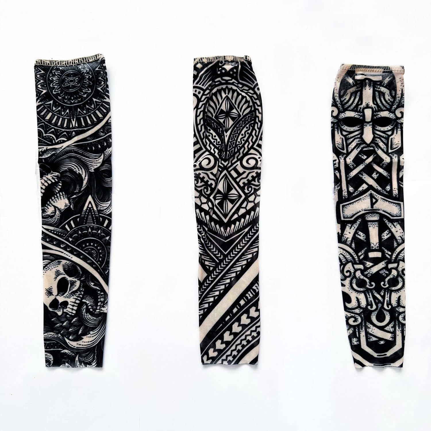 Tatodays Tattoos Sleeves for Kids Womens Small Adults Boys and Girls | 3 PCS Fake Tattoos for Rockstar Viking Pirate Hawaiian Samoan Tribal Gothic Fancy Dress | Womens Kids | Halloween Party image number 3