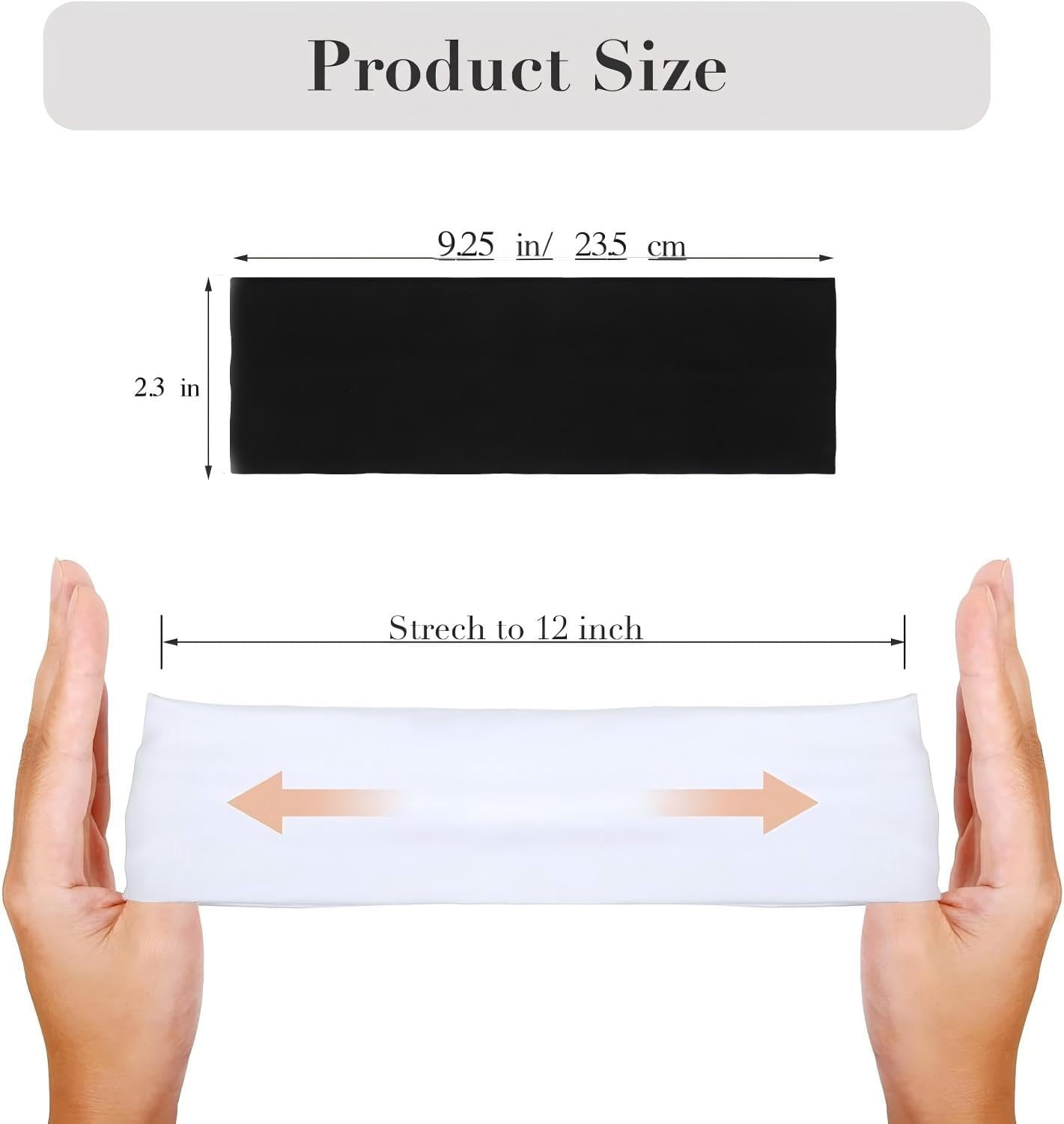 6Cm Wide Black Headbands for Women Men, 2Pack Fashion Head Bands for Women'S Hair, Soft Fabric Stretchy Hair Bands for Makeup, Yoga, Running (Black/White)