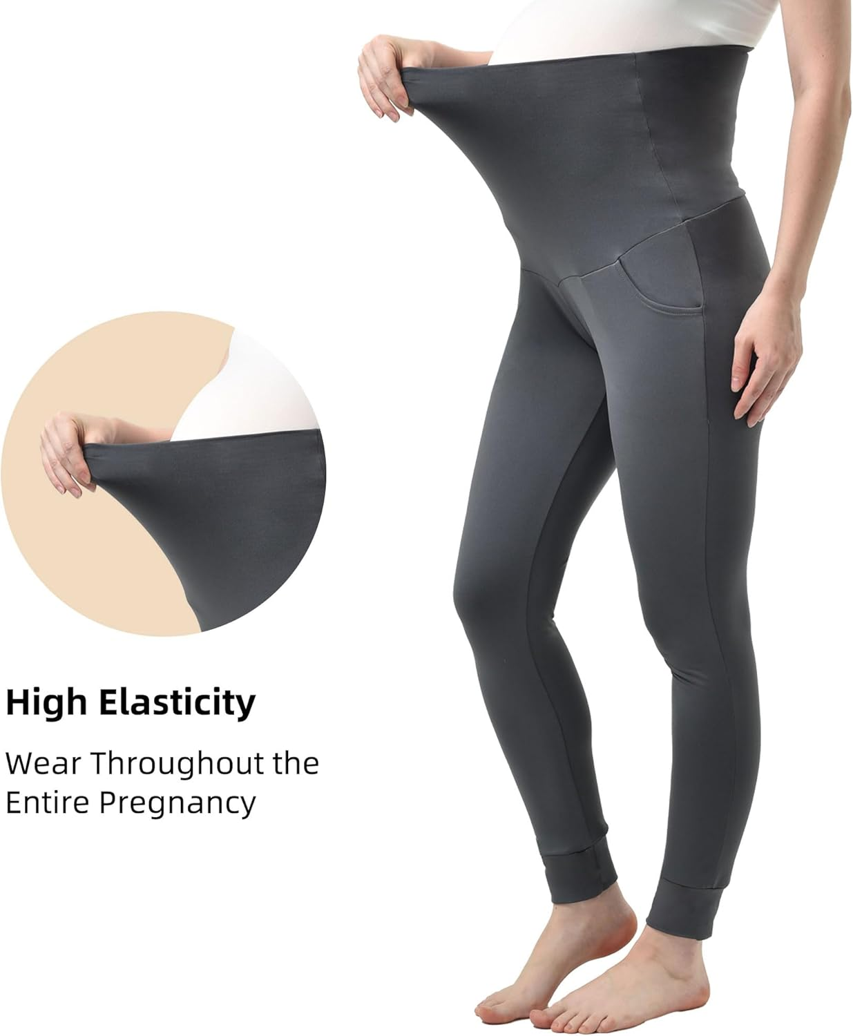 Maternity Joggers for Women - Maternity Casual Pants Activewear Women'S Pregnancy Sweatpants with Pockets image number 2