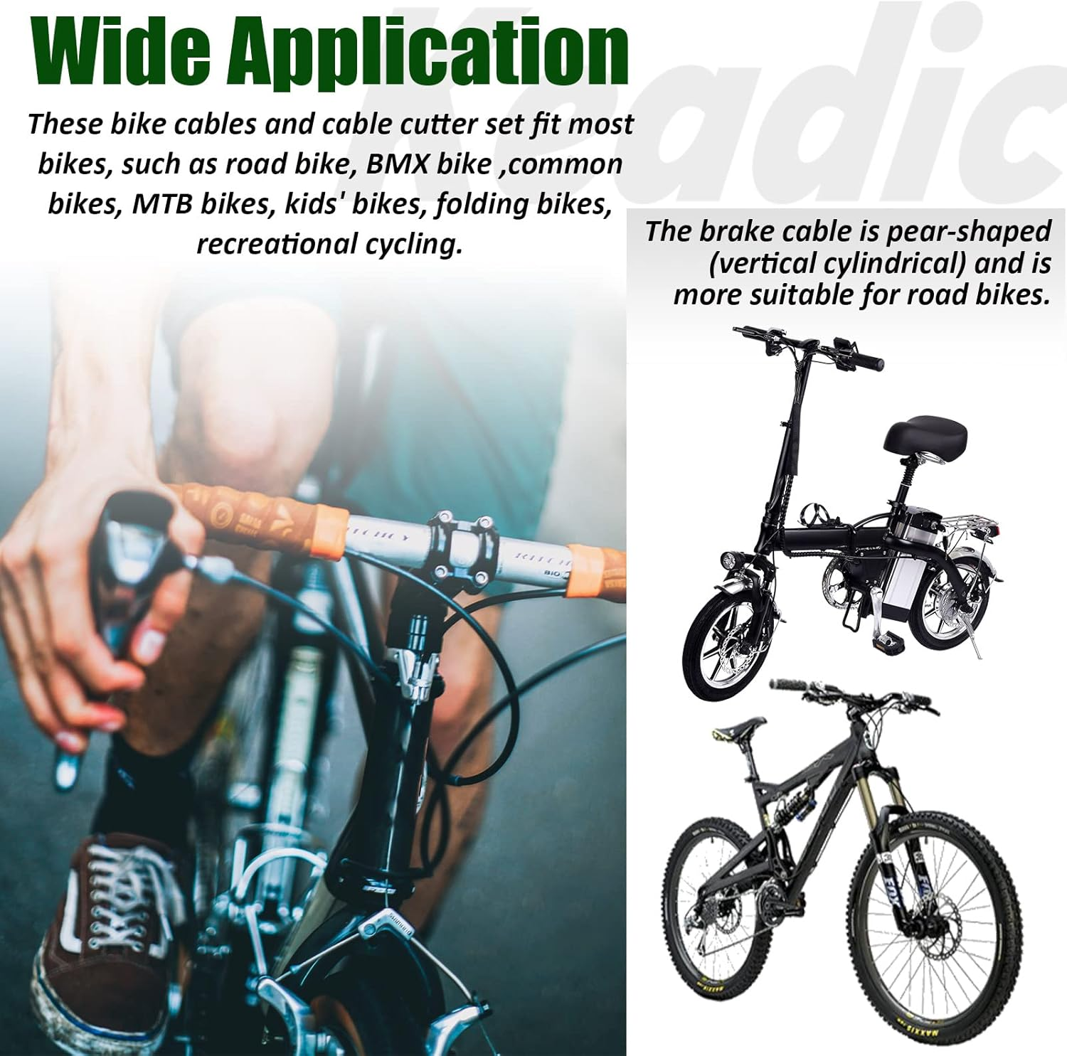 Keadic 83Pcs Universal Bike Cable Housing Set Includes Stainless Steel Bicycle Brake Shifter Cable, O-Rings, Cable End Caps, Cable Cutter and Black Cable Housing for Road Mountain Bicycle Cycling image number 6