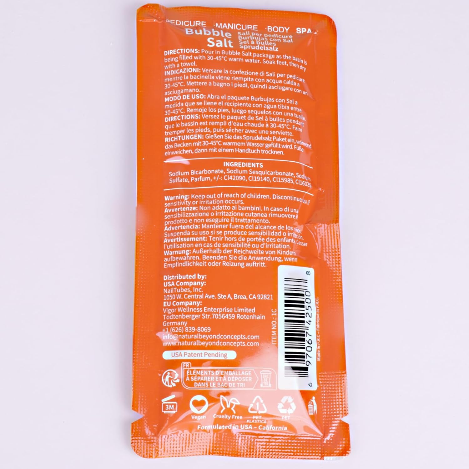 Nbc Beautilab Pedicure Kit Foot Soak Set: Bubble Salt, Sugar Scrub, Massage Mask, Massage Lotion in a Box, 4 Step Foot Spa Kit for Dry Feet, Softens Calluses, Soothes Sore and Tired Feet (Mango) image number 6