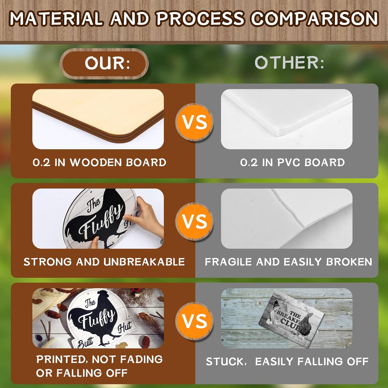 Zzbakress the Fluffy Butt Hut Signs,Chicken Coop Sign,Home Chicken Shed Decor (White) image number 6