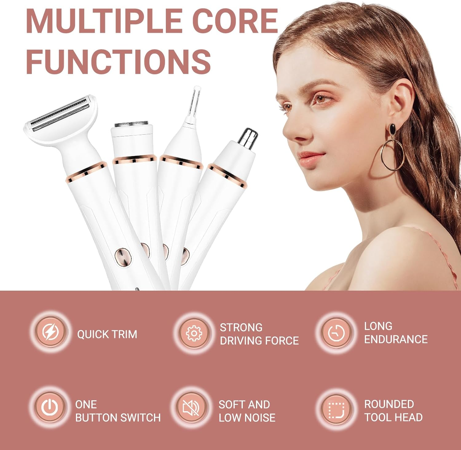 LIWEGHT Electric Razor: Ultimate 4-In-1 Women'S Painless Body & Facial Hair Shaver, Multifunctional Shaver & Trimmer - Rechargeable for Smooth Skin on Face, Arms, Body, Legs, Underarms & Bikini Area image number 1