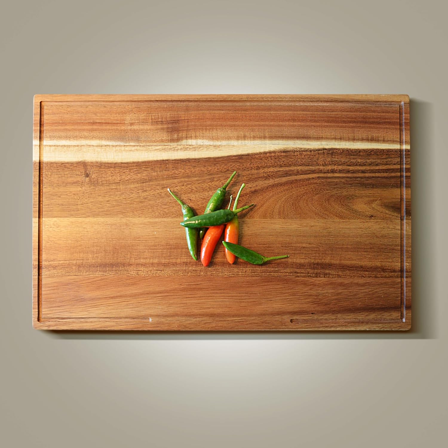 Acacia Wood Cutting Boards for Kitchen, Wooden Chopping Board for Meat, Cheese and Charcuterie Boards with Handles (Extrathick 1.6"). Premium Quality Butcher Block (Oil Bottle & Plate Included) image number 6