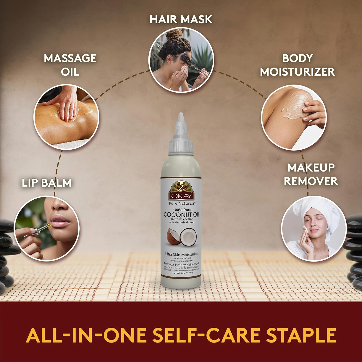 Okay 100% Oil for Hair and Skin, Coconut, 6 Ounce image number 5