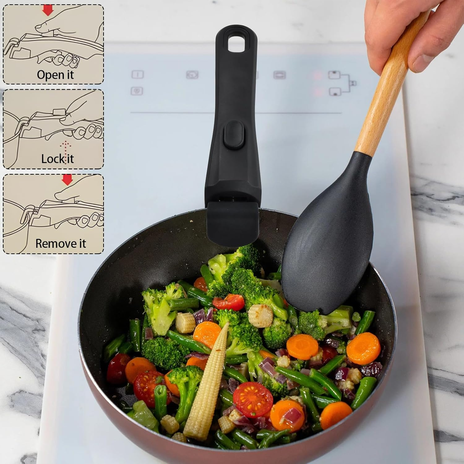 Detachable Pan Handle &ndash; 19 Cm Heat-Resistant, 5 Kg Load, Universal Fit for Saucepans & Frying Pans, Anti-Scald Grip image number 4
