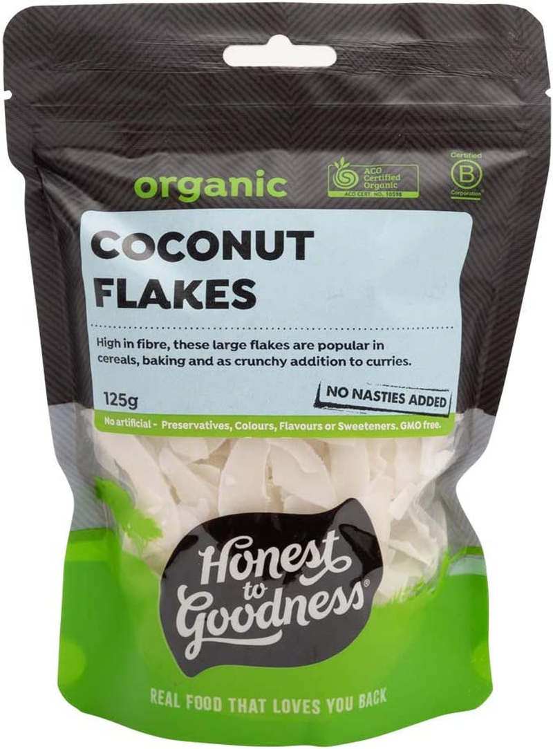 Honest to Goodness, Organic Coconut Flakes, 300 Grams -Dried and Flaked Organic Coconut Flesh. These Large Flakes Are Bursting with Flavor and Aroma. image number 2