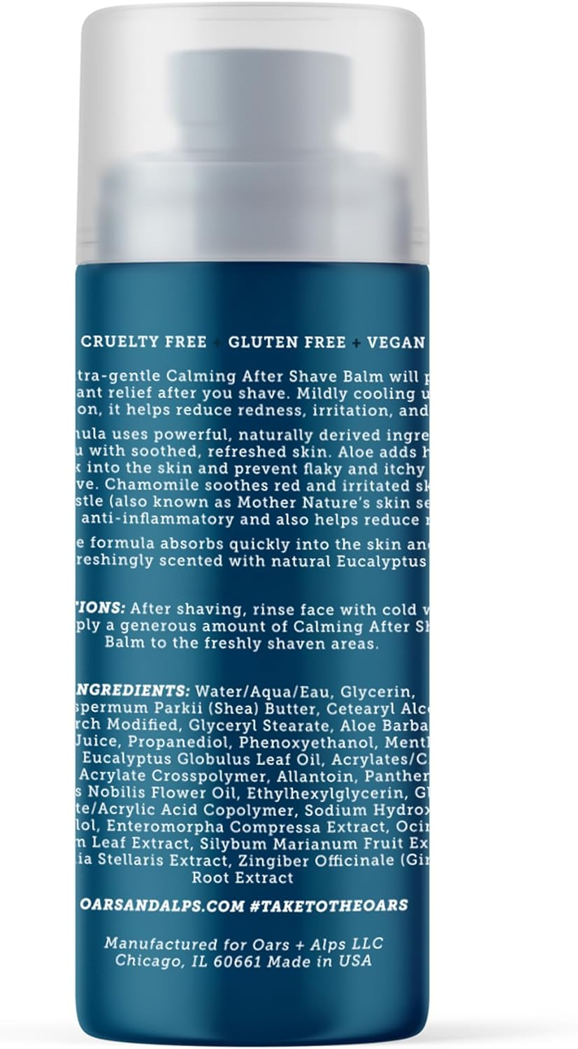 Oars + Alps Calming after Shave Balm and Lotion for Men, Dermatologist Tested and Infused with Aloe and Chamomile, TSA Friendly, 2.9 Fl Oz